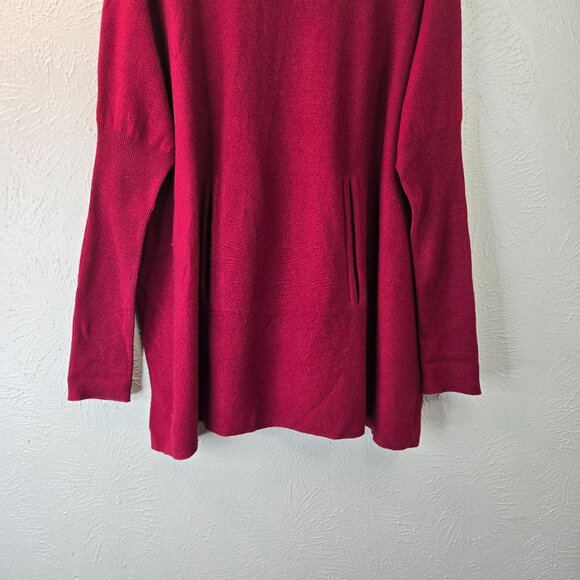 Garnet Hill Turtleneck Sweater Wool Cashmere S Burgundy Red Oversized Tunic Top - Picture 4 of 13